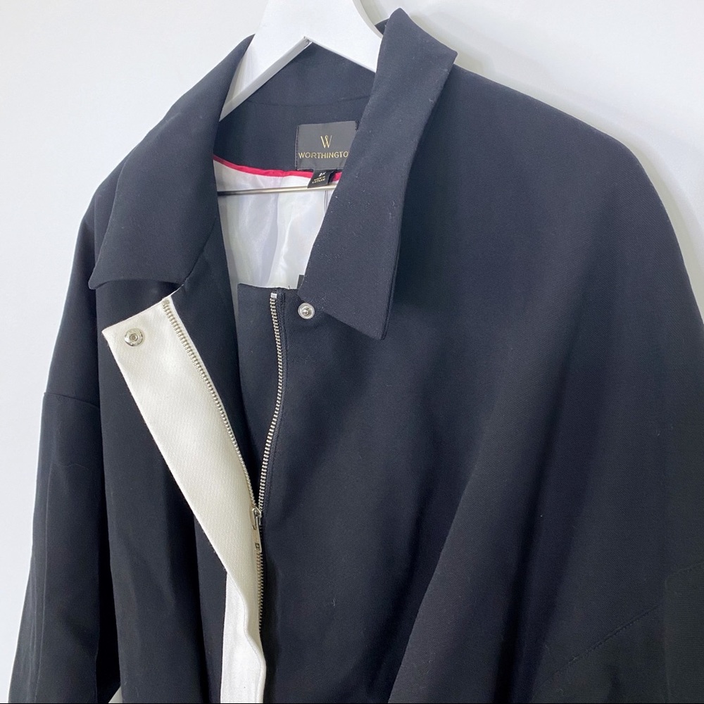 SOLD Worthington Black White Mod Zip Tie Waist Jacket - Picture 3 of 10